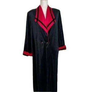 Diamond Tea Gown Robe Small S Womens Vintage Velvet Open Front Button Pockets